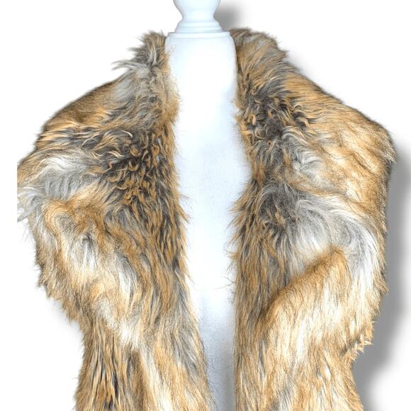 Vintage Y2K Ralph Lauren Denim & Supply Faux Fur Long Vest Boho Western Medium - Picture 3 of 12